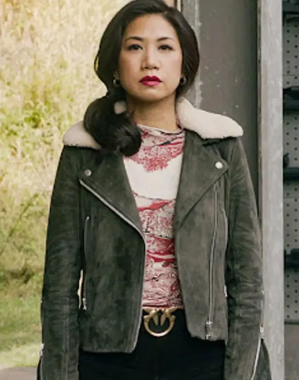 Liza Lapira The Equalizer Grey Biker Suede Jacket