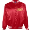 Los Bukis Black Red Satin Bomber Varsity Jacket Red