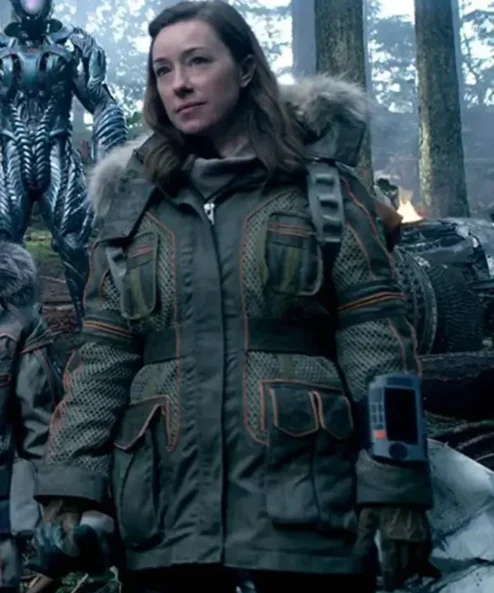 Lost In Space Molly Parker Olive Green Leather Jacket
