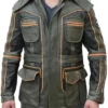 Lost In Space Molly Parker Olive Green Leather Jacket Front look