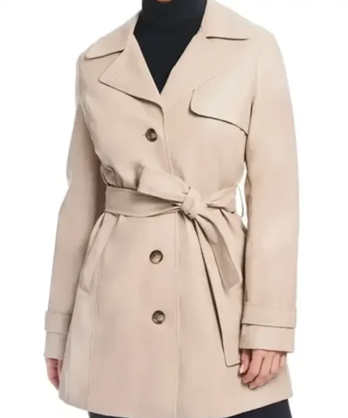 Love Is Blind Tiffany Pennywell Beige Leather Coat