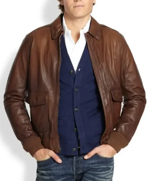 Luke Kleintank The Man In The High Castle Brown Leather Bomber Jacket