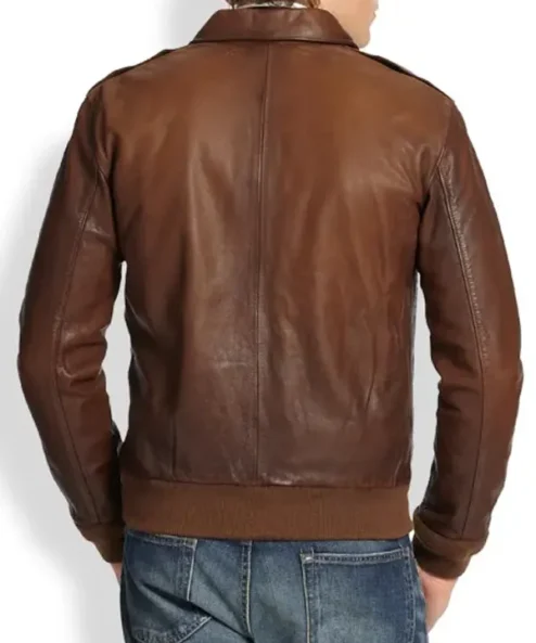 Luke Kleintank The Man In The High Castle Brown Leather Bomber Jacket Back