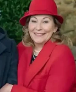 Lynne Christmas in Notting Hill Red Coat