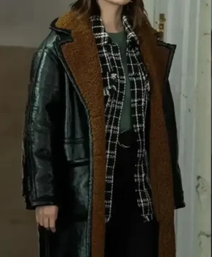 Mabel Mor Only Murders In The Building Black Shearling Coat Side