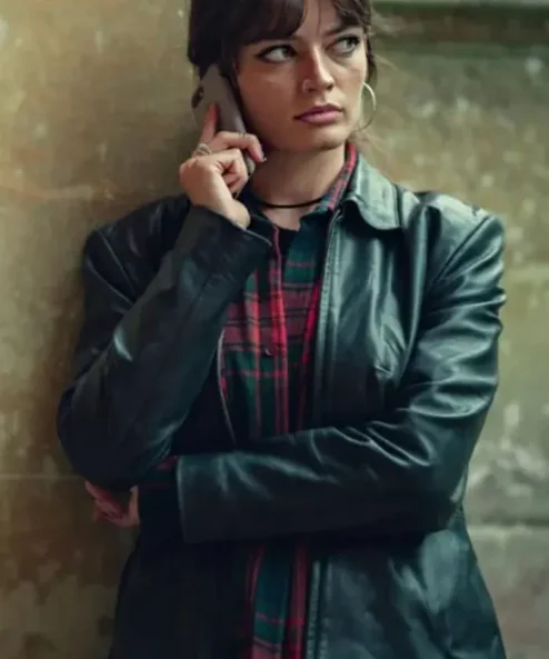 Maeve Wiley Sex Education Black Leather Jacket