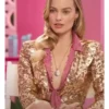 Margot Robbie Barbie 2023 Golden Sequin Blazer