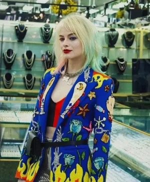 Margot Robbie Birds Of Prey Blue Cotton Blazer