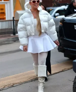 Mariah Carey Prada White Puffer Coat