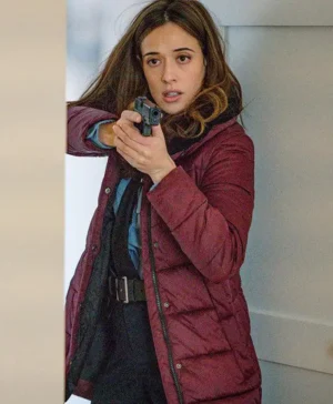 Marina Squerciati Chicago P.D. Puffer Maroon Coat