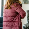 Marina Squerciati Chicago P.D. Puffer Maroon Coat back look