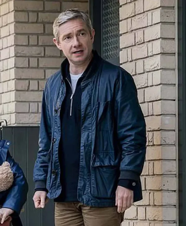 Martin Freeman Breeders Navy Blue Bomber Jacket