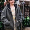 Materialists 2024 Dakota Johnson Hooded Grey Jacket