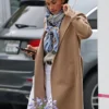 Meghan Markle Removable Scarf Wool Coat Front
