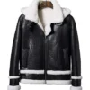 Men Cargo Style B3 Shearling Fur Black Jacket