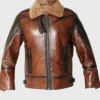Men Distressed Aviator B3 Bomber Sheepskin Brown Jacket