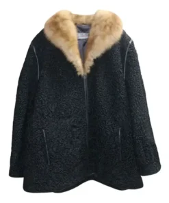 Men Real Persian Lamb Fur Coat With Sheep Fur Collar