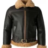 Men Shearling Sheepskin Black Jacket
