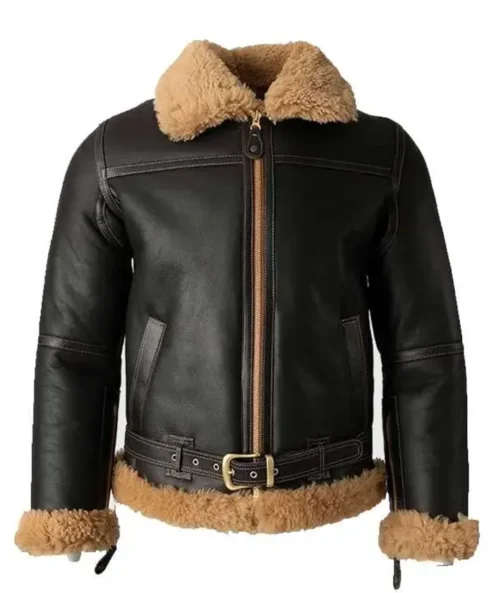 Men Shearling Sheepskin Black Jacket