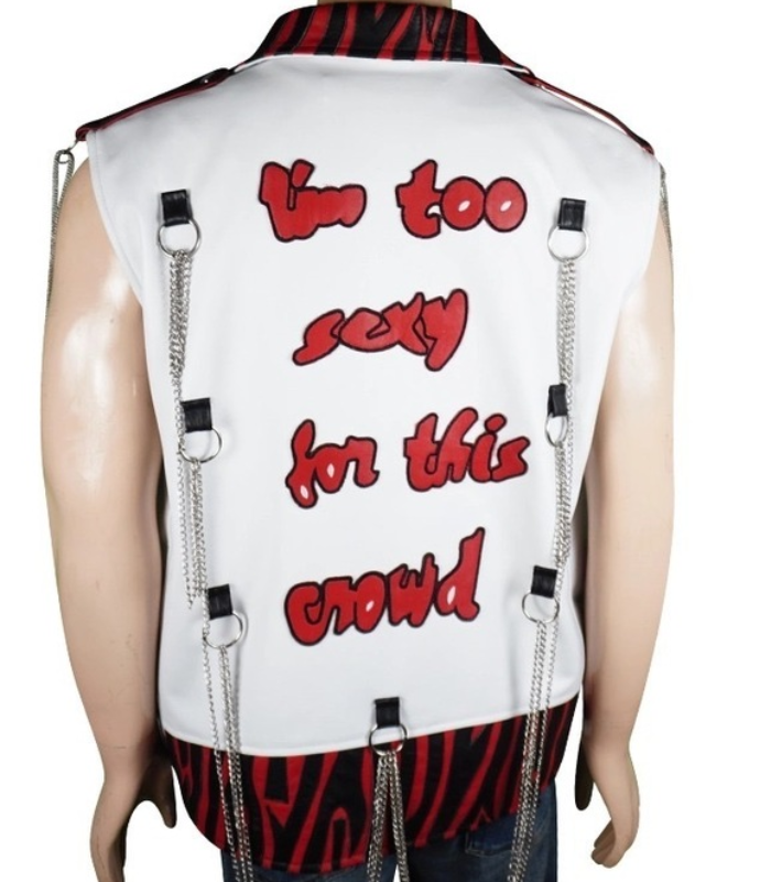 Men and Women Wrestler Shawn Michaels White Leather Vest For Unisex