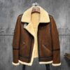 Men sShearlingLeatherJacketDarkBrownB3Jacket