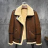Men sShearlingLeatherJacketDarkBrownB3Jacket