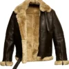 Mens Aviator B3 RAF Brown Shearling Leather Bomber Jacket
