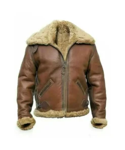 Mens Aviator B6 Shearling Sheepskin Flight Leather Jacket