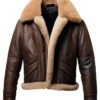 Mens Aviator Shearling Comfort Sheepskin Brown Leather Jacket