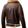 Mens Aviator Shearling Comfort Sheepskin Brown Leather Jacket For Sale