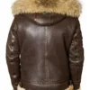 Mens B3 Bomber Pilot Flight Leather Hoodie Jacket For Sale