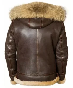 Mens B3 Bomber Pilot Flight Leather Hoodie Jacket For Sale