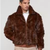 Men’s Brown Mink Fur Bomber Jacket
