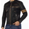 Men’s Cafe Racer Genuine Leather Jacket Black