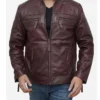Men’s Cafe Racer Genuine Leather Jacket Maroon