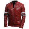 Men’s Cafe Racer Genuine Leather Jacket Red