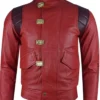 Mens Capsule Logo Sheep Leather Red Jacket Front