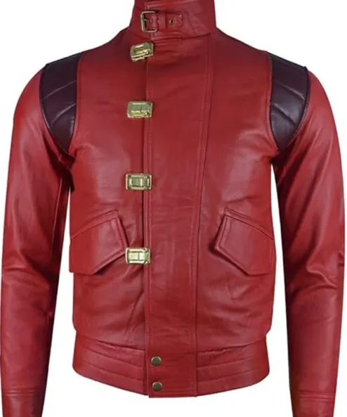 Mens Capsule Logo Sheep Leather Red Jacket Front