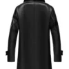 Mens Genuine Lambskin Leather Black Sherpa Trench Coat