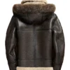 Mens Genuine Leather Shearling Hooded Jacket For Sale