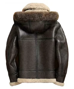 Mens Genuine Leather Shearling Hooded Jacket For Sale