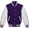 Mens High School Letterman Purple and White Wool Jacket