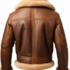 Mens RAF B3 Aviator Brown Shearling Fur Leather Flight Jacket For Sale