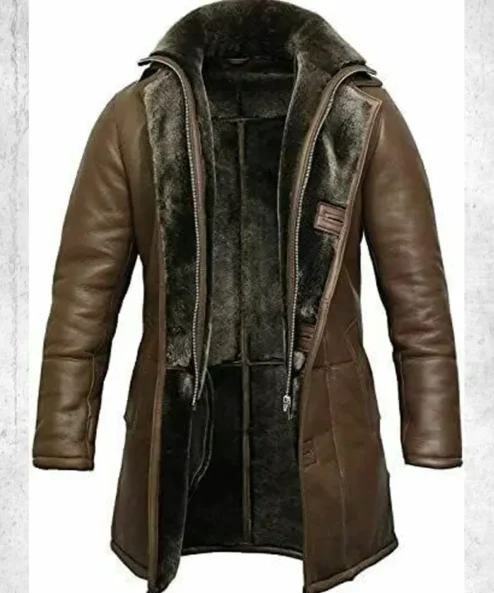 Mens RAF B3 Bomber Duffle Shearling Fur Coat