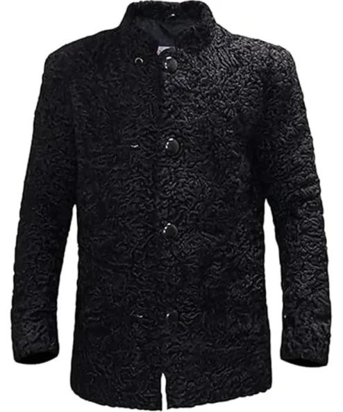 Men’s Real Persian Lamb Fur Black Coat