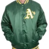 Mens Satin Bomber Starter Green Oakland Jacket