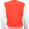 Mens School Orange and White Wool Letterman Jacket back look
