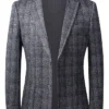 Mens Single Breasted Executive Plaid Suiting Fabric Blazer