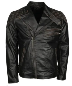 Men’s Skull Embossed Crossbones Motorcycle Jacket