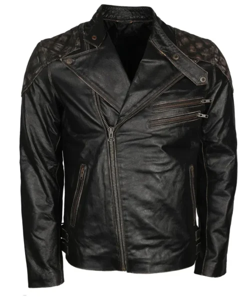 Men’s Skull Embossed Crossbones Motorcycle Jacket